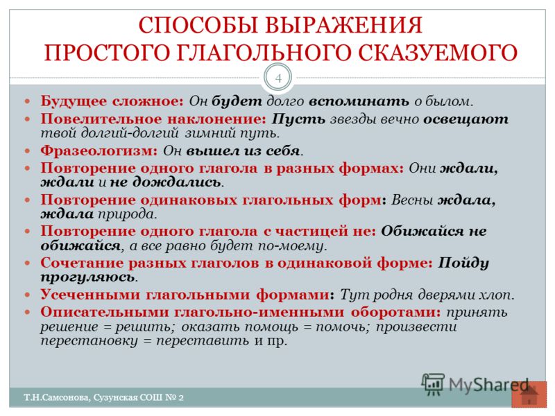 Контрольная работа типы сказуемого 8 класс