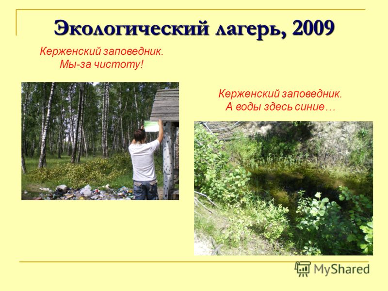 Экологический лагерь, 2009 Керженский заповедник. Мы-за чистоту! Керженский заповедник. А воды здесь синие…