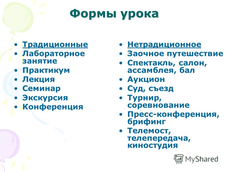 Нетрадиционные формы уроков презентация