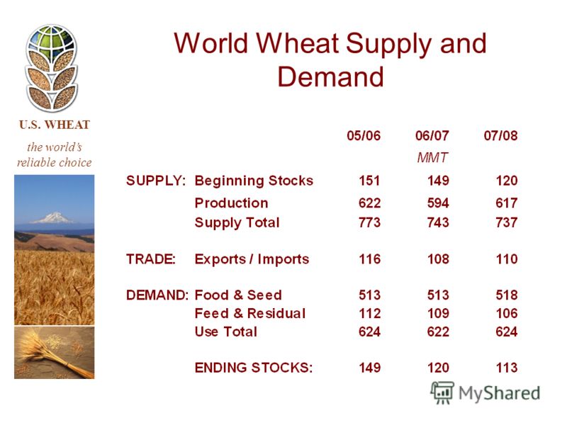 U.S. WHEAT the worlds reliable choice World Wheat Supply and Demand