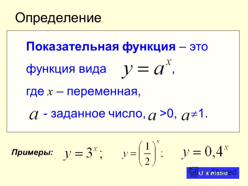 Контрольная работа по теме Показательная функция: свойства и график