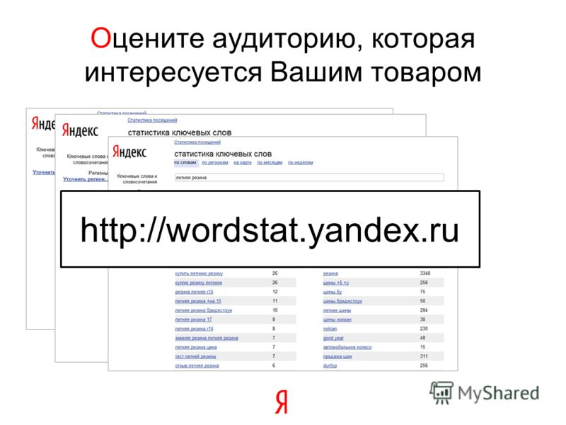 Оцените аудиторию, которая интересуется Вашим товаром http://wordstat.yandex.ru
