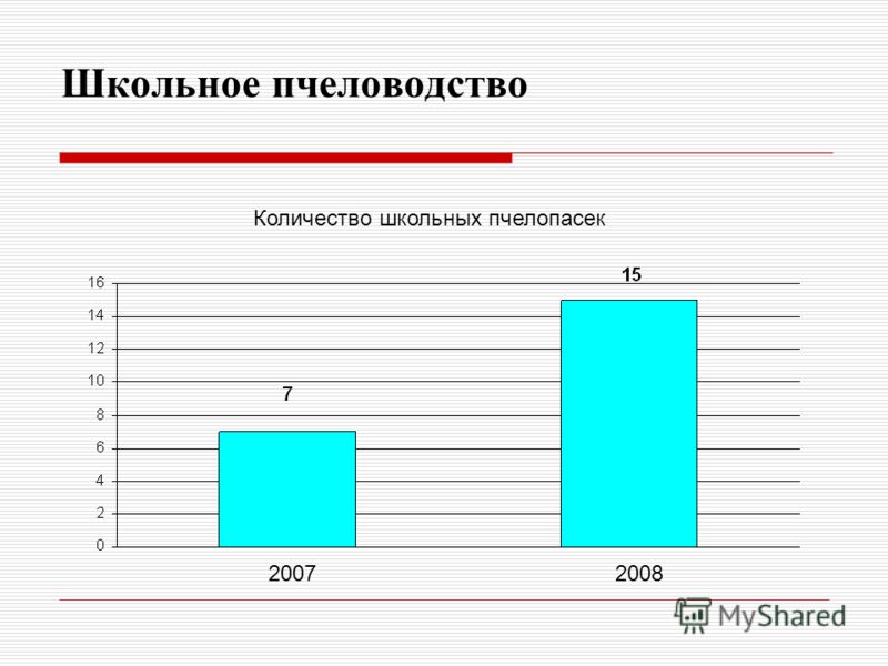 Школьное пчеловодство Количество школьных пчелопасек 20072008