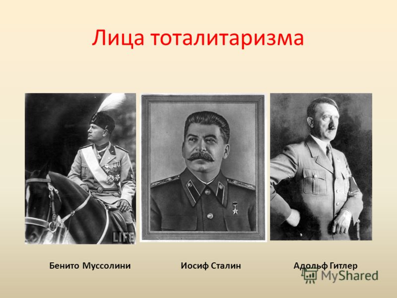 Лица тоталитаризма Бенито Муссолини Иосиф Сталин Адольф Гитлер
