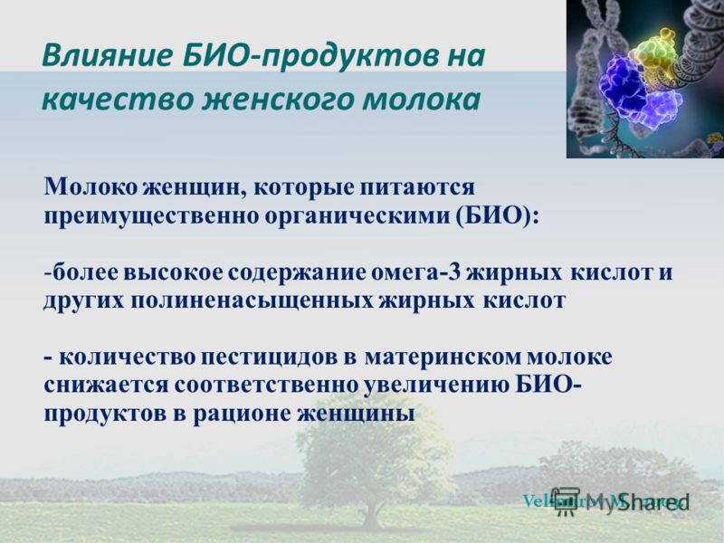 Молоко женщин, которые питаются преимущественно органическими (БИО): -более высокое содержание омега-3 жирных кислот и других полиненасыщенных жирных 