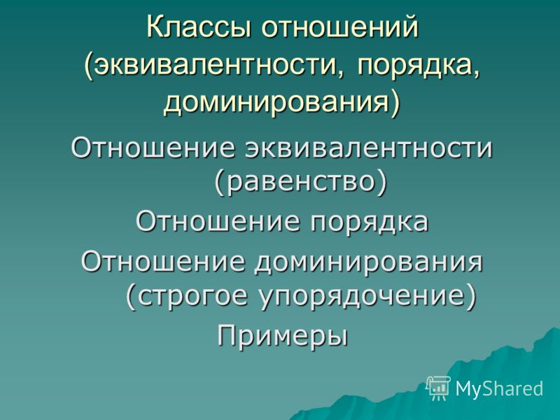 Логическое отношение множеств Логическое отношение множеств