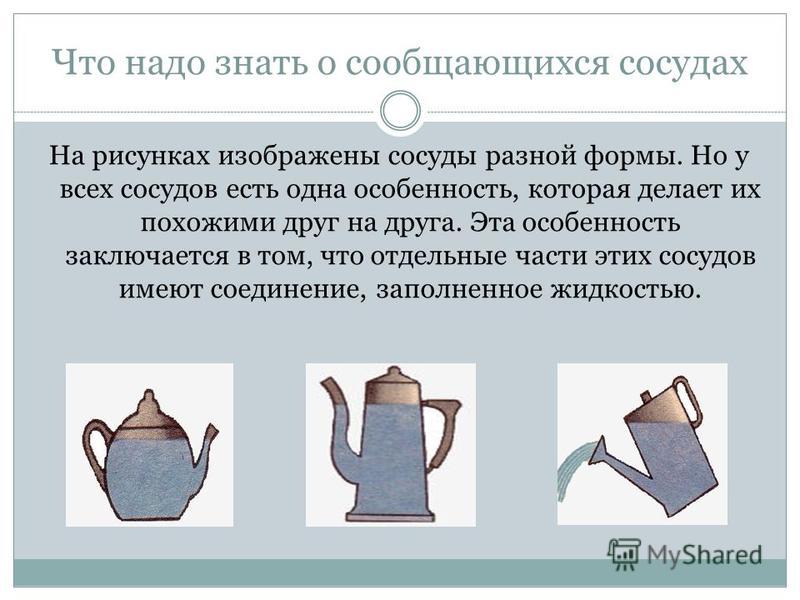 Сообщающиеся сосуды и их применения