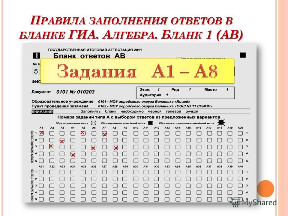 в гиа заполнения бланк ответов