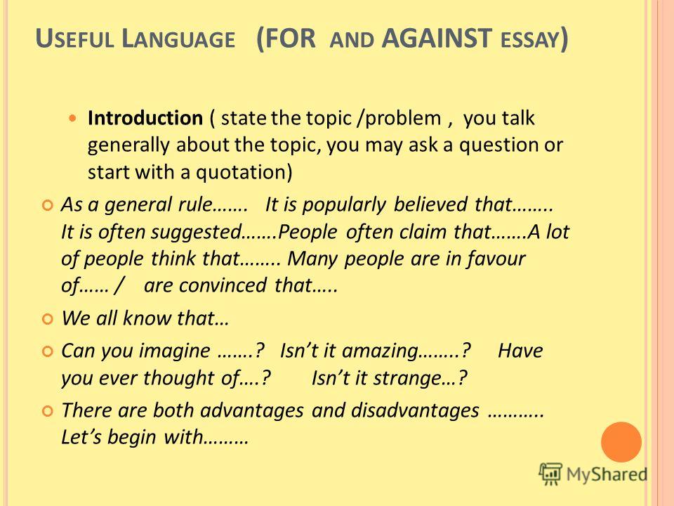 [PPT]WRITING A FOR AND AGAINST ESSAY