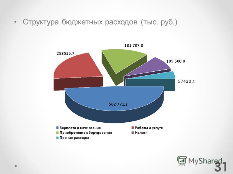 31 Структура бюджетных расходов (тыс. руб.)