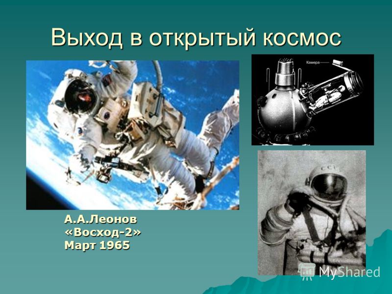 Выход в открытый космос А.А.Леонов«Восход-2» Март 1965