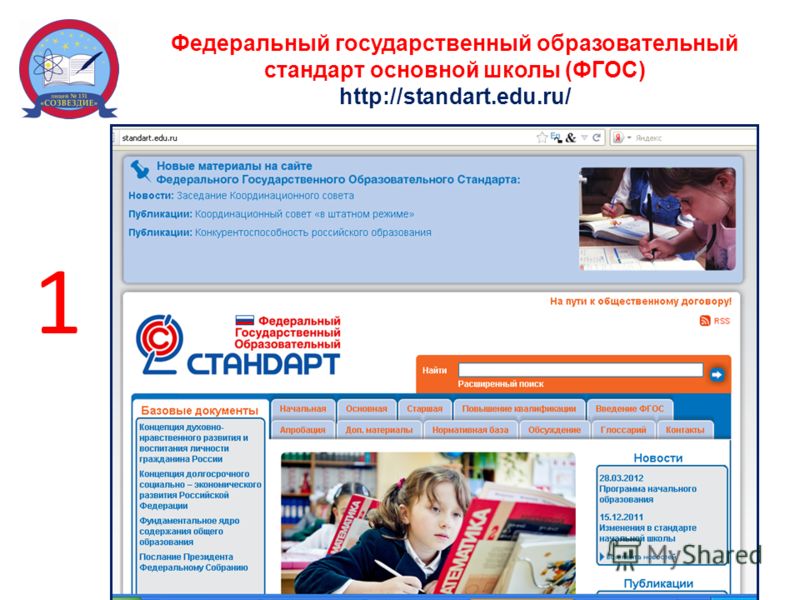 Федеральный государственный образовательный стандарт основной школы (ФГОС) http://standart.edu.ru/ 29 1