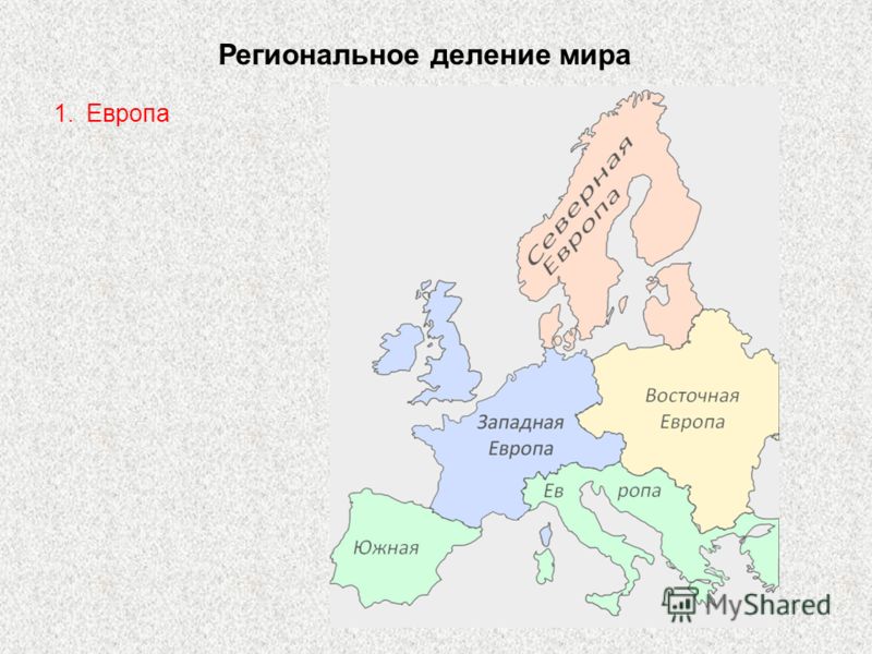 Региональное деление мира 1.Европа