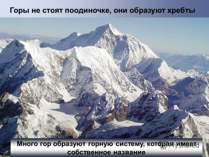 Гора Гора – это выпуклая часть земной коры, высота которой больше 500 метров над уровнем моря