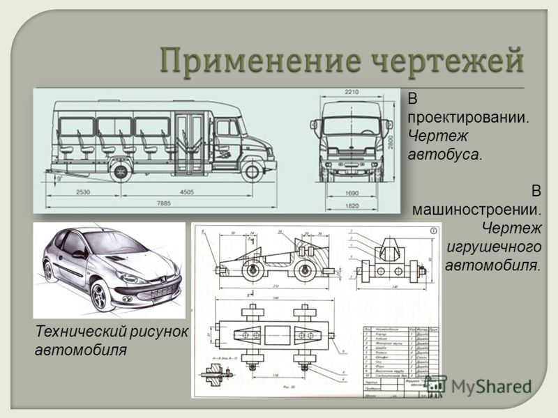 В проектировании. Чертеж автобуса. Технический рисунок автомобиля В машиностроении. Чертеж игрушечного автомобиля.