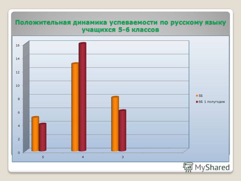 Положительная динамика успеваемости по русскому языку учащихся 5-6 классов