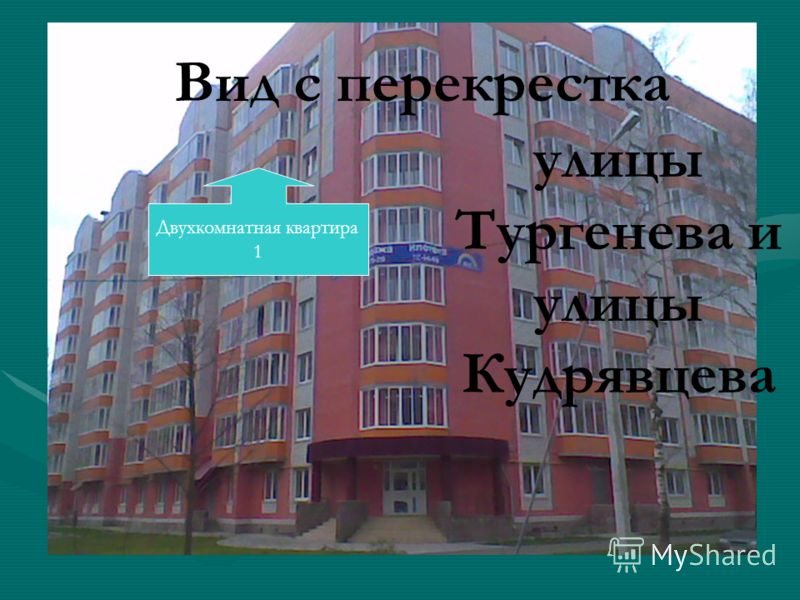 Двухкомнатная квартира 1 Вид с перекрестка улицы Тургенева и улицы Кудрявцева