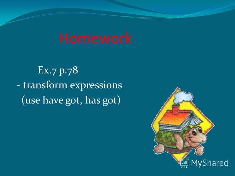 Homework Ex.7 p.78 - transform expressions (use have got, has got)