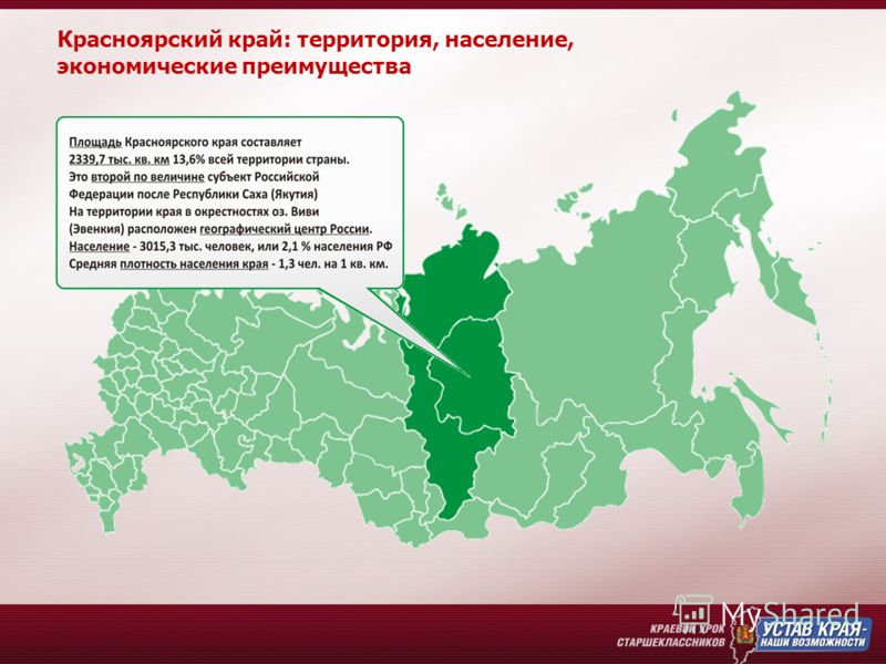 Красноярский край: территория, население, экономические преимущества