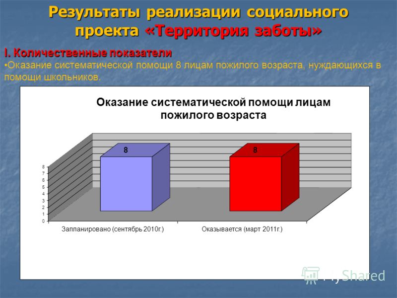 Количественные показатели социального проекта