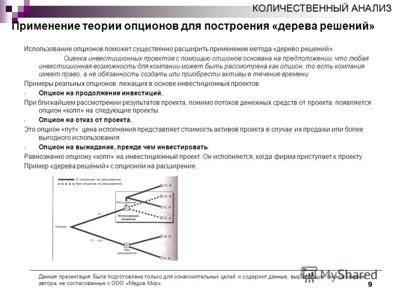 Оценка инвестиционных проектов методом реальных опционов