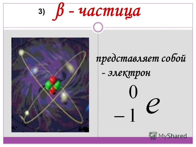 β - частица представляет собой - электрон 3)