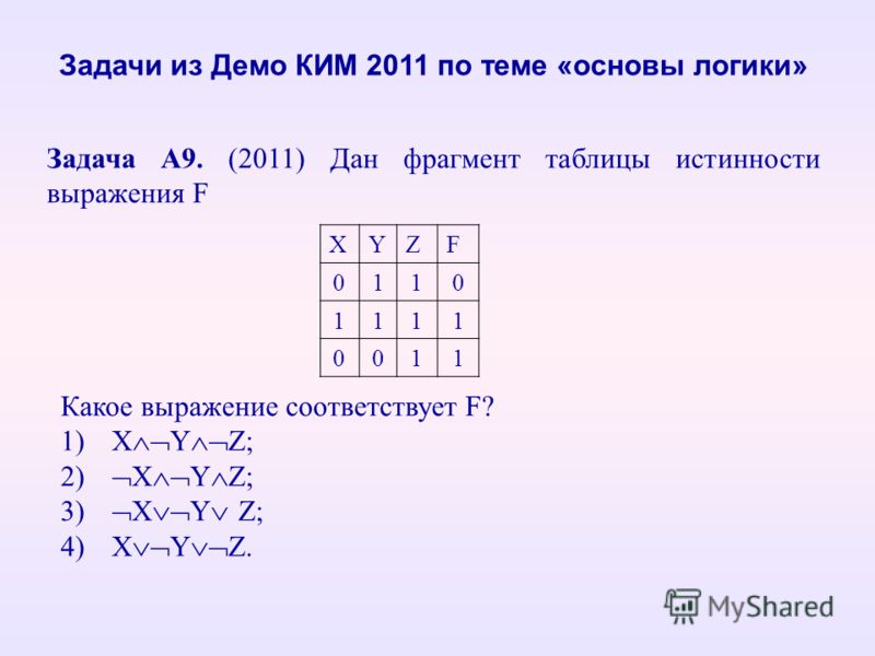 Дан фрагмент таблицы истинности выражения ф