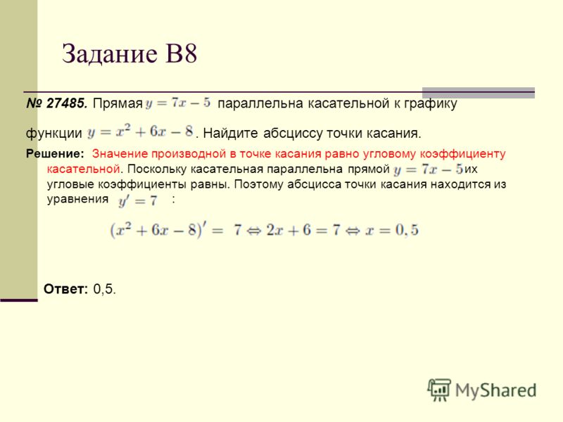 Прямая является касательной к графику функции найдите с фото Shkola-2.ru