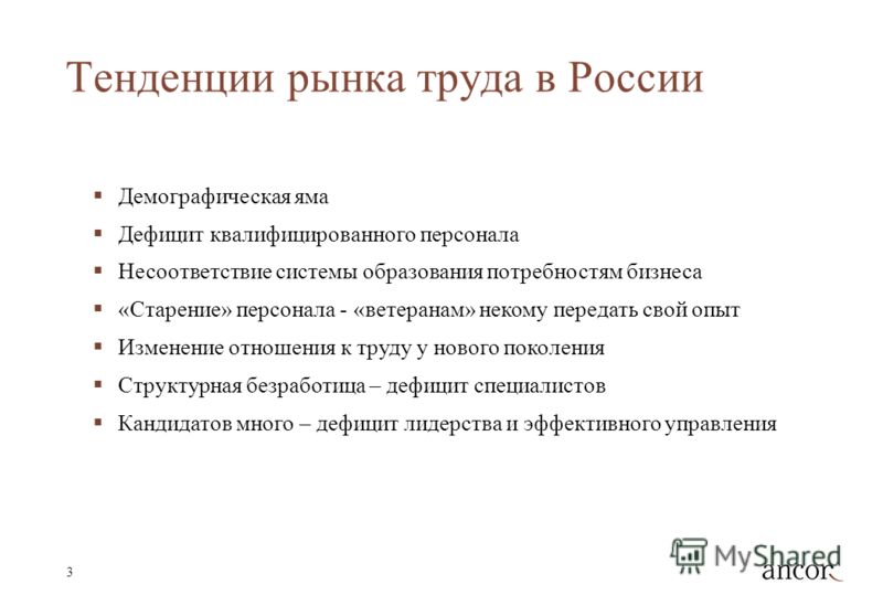 Проект на тему рынок труда