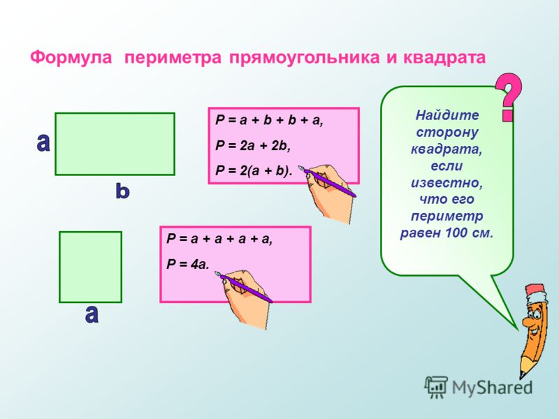 Формула периметра квадрата 3 класс