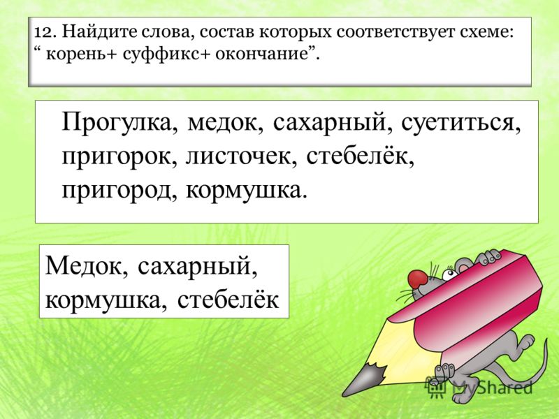 Придумать слово к схеме корень окончание Придумать слово к схеме корень окончание