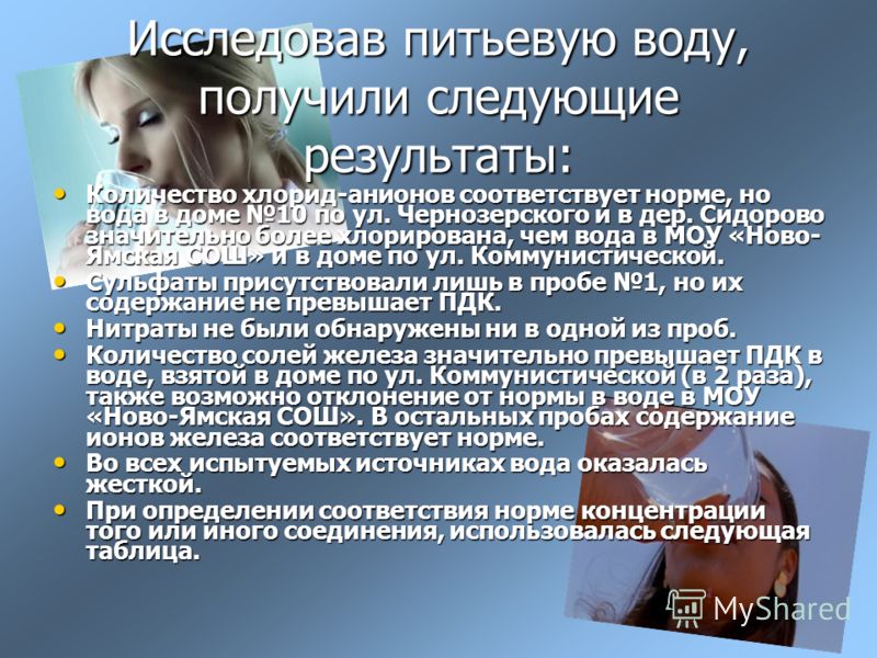 Анализ качества питьевой воды Выполнил студент группы 2307