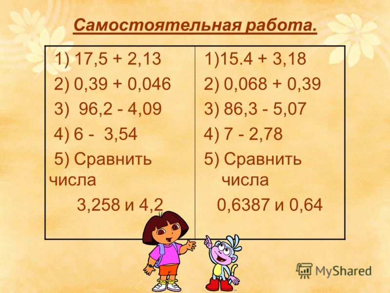 Вычитание десятичных дробей фото Shkola-2.ru