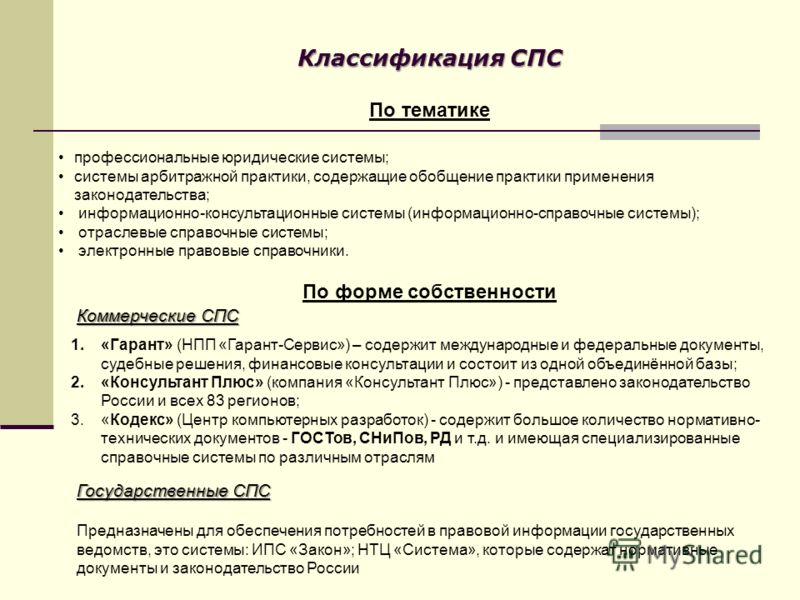 Реферат: Справочные правовые информационные системы