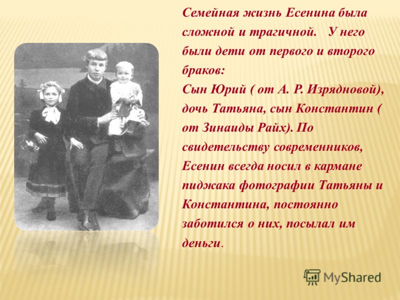 Презентация на тему: "Сергей Есенин (1895–1925). Село Константиново Рязанской гу