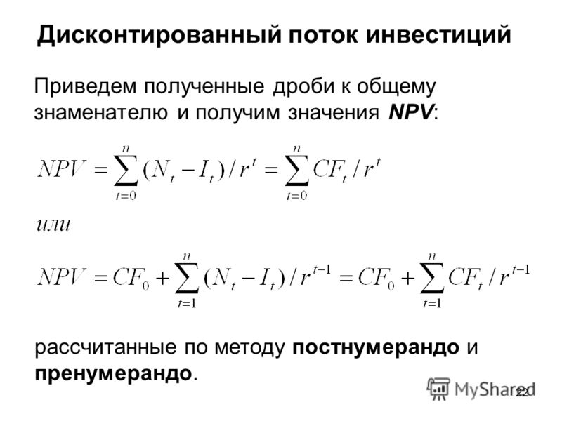 Оценка инвестиционных проектов npv