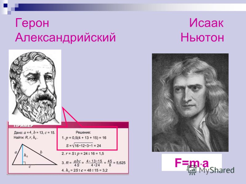 Герон Исаак Александрийский Ньютон F=m * a