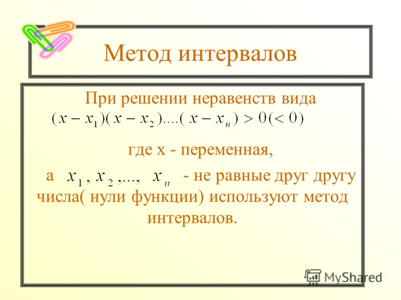 Презентация на тему: "Применение метода интервалов для решения неравенств урок а