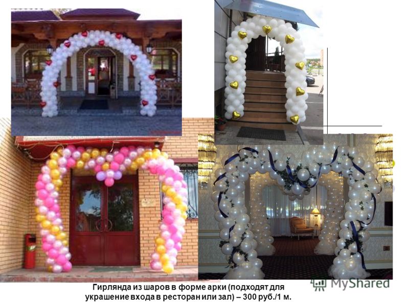 Гирлянда из шаров в форме арки (подходят для украшение входа в ресторан или зал) – 300 руб./1 м.