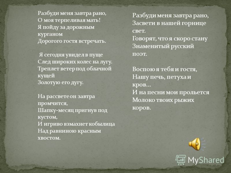 Разбуди мне завтра рано стих Разбуди мне завтра рано стих
