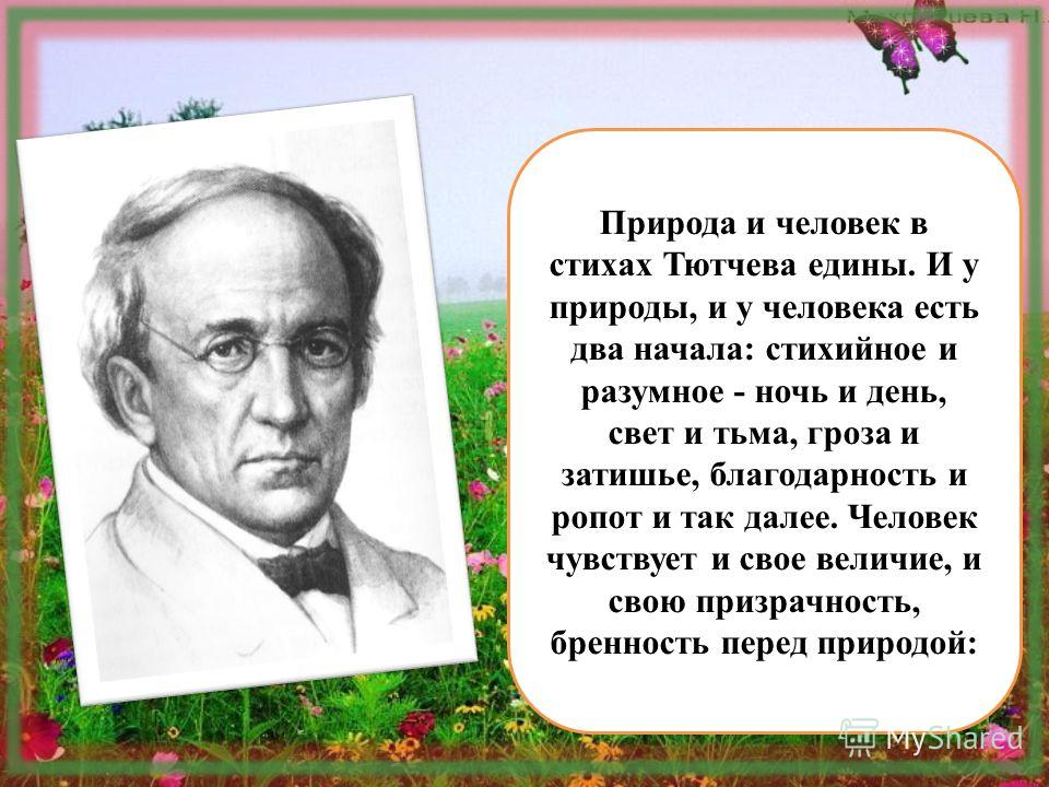 Человек и природа в лирике тютчева проект