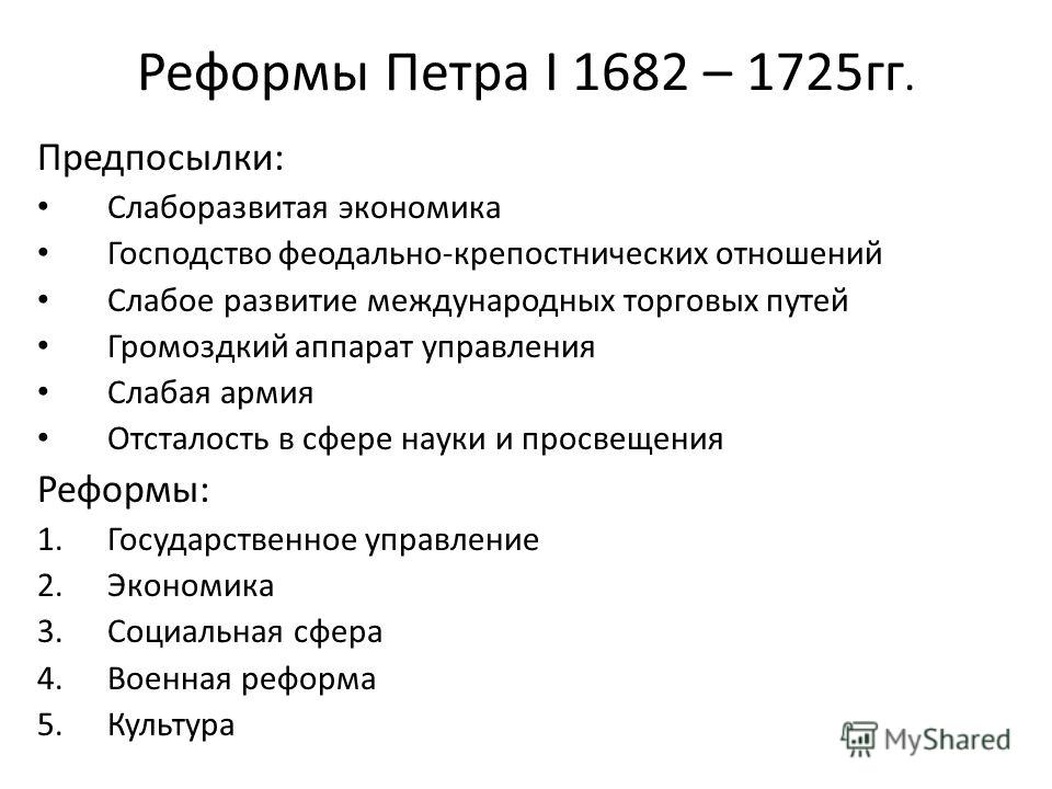 Реферат: Реформы Петра Великого: сущность, содержание, итоги