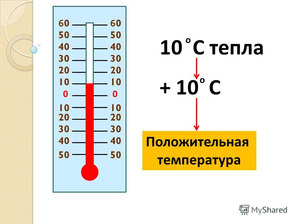 00 20 10 20 30 40 50 10 C тепла + 10 C о о Положительная температура 60606060 50