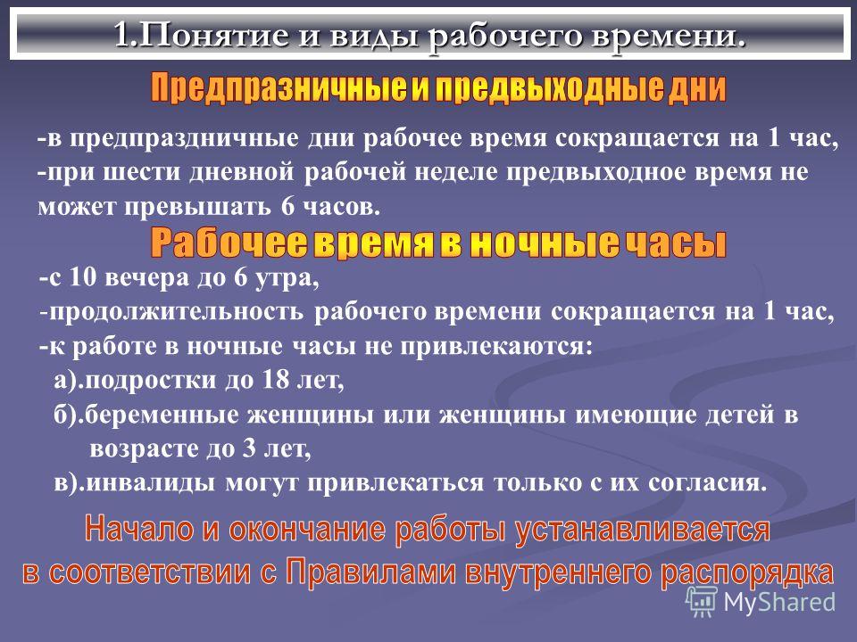 Доклад: Понятия и виды рабочего времени