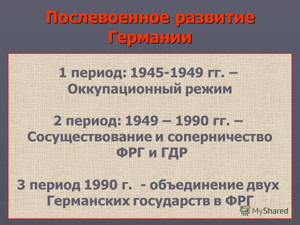 Доклад: Раздел Германии и образование двух немецких государств