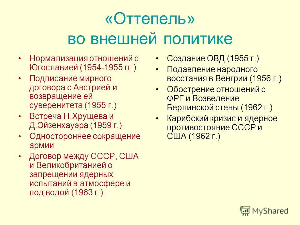 Реферат: Хрущевская оттепель и ее отражение в различных общественных сферах и СМИ