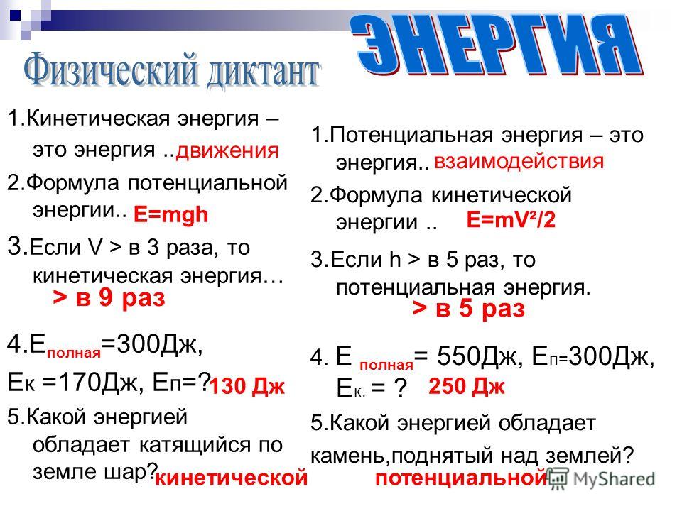 картинки энергия кинетическая и потенциальная