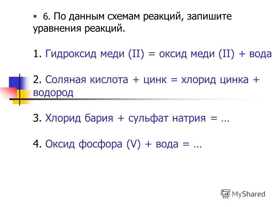 Даны схемы реакций цинк