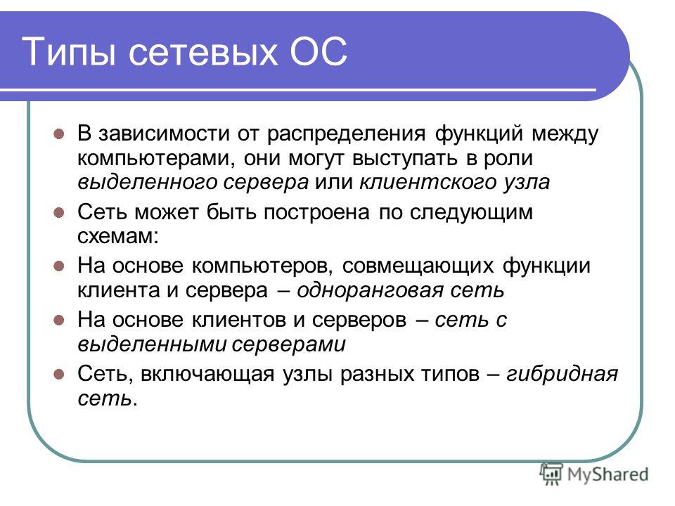 Контрольная работа по теме Сетевые операционные системы