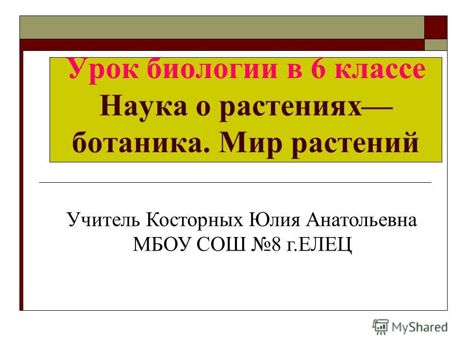 Уроки презентации ботаники 6 класс